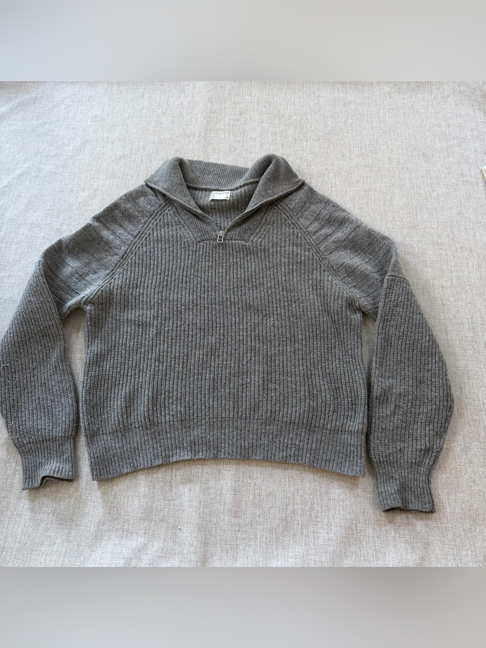 Frank And Oak Sweater Womens Small Lambswool Quarter Zip Mock Neck Raglan Warm